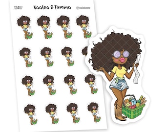 Kawaii Girl Grocery Shopping Planner Stickers, Nia stickers
