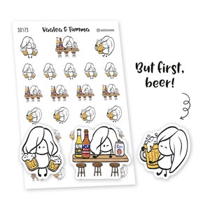 Plannerstickers Maar eerst, bier, Ensi - S0173, bierplannerstickers, biermok, alcoholstickers, Oktoberfest, proost! Tijd voor bier