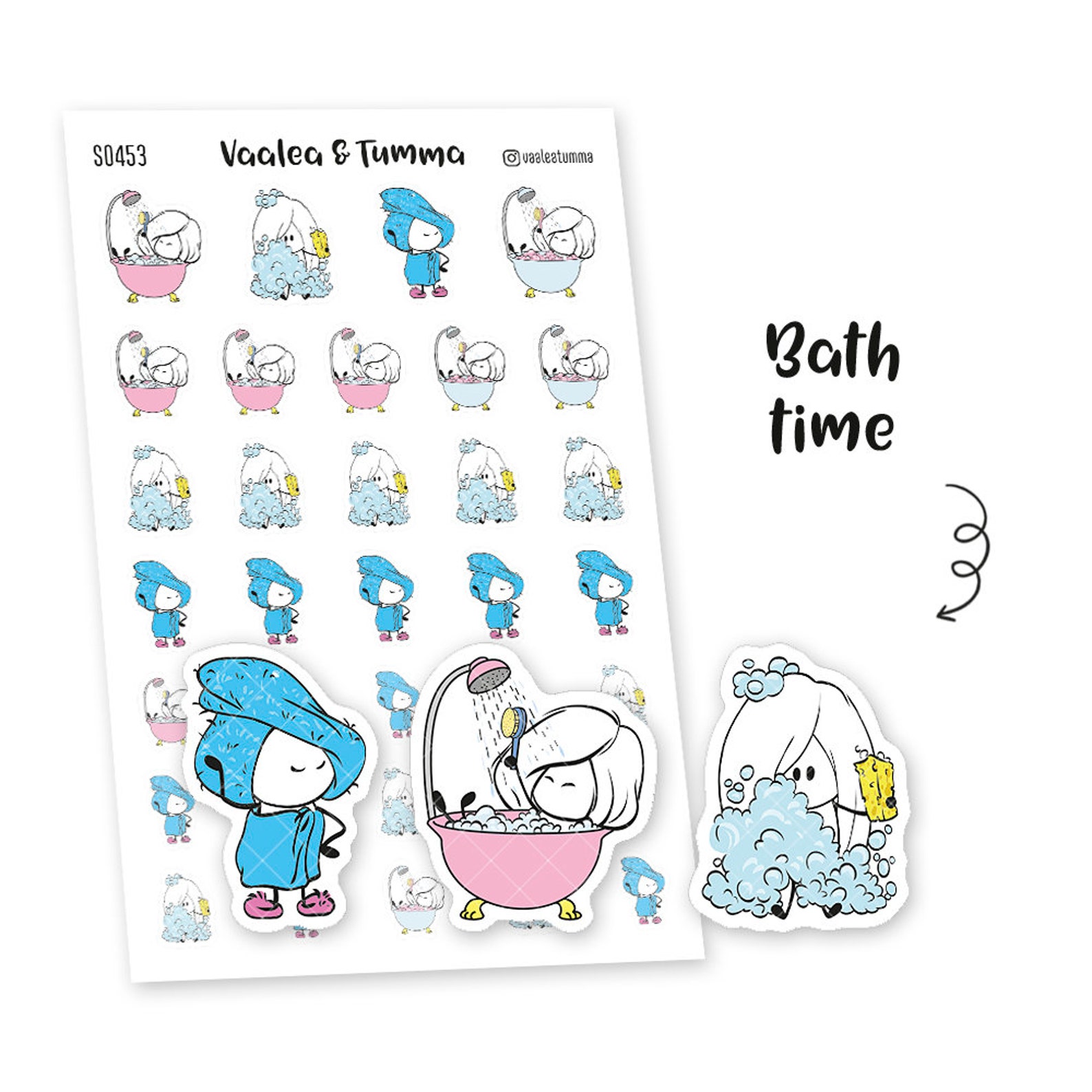 Bath Time Planner Stickers, Ensi - S0453, Bathroom - Etsy
