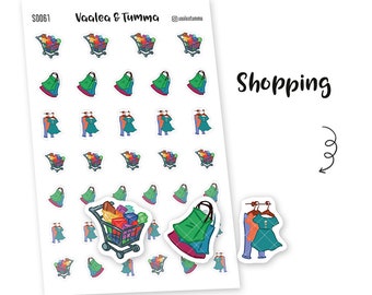 Tumma doodle stickers - Shopping, S0061, planner stickers, shopping cart stickers