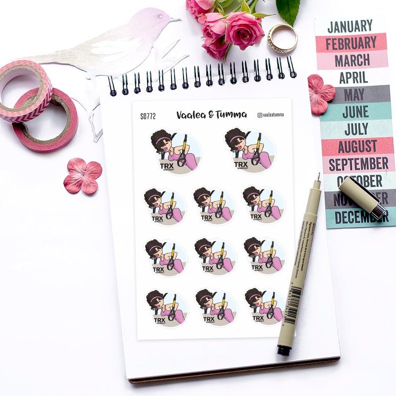 TRX Workout Planner Stickers, Kawaii Fitness Girl image 4