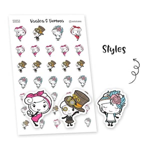 Piiku planner stickers - Styles, S0050, steampunk stickers, pin-up stickers, shabby chic