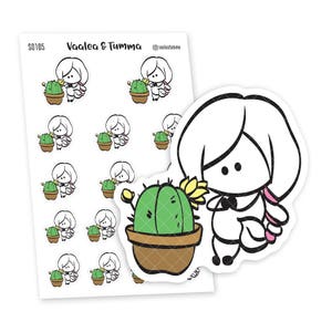 Ensi - Pegatinas de planificador de cactus, S0105, Pegatinas de cactus, Pegatina de planificador de cactus lindo, Pegatinas de plantas, Pegatinas florales