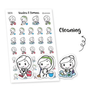 Piiku planner stickers Cleaning, S0018, housework stickers, kawaii sticker image 1