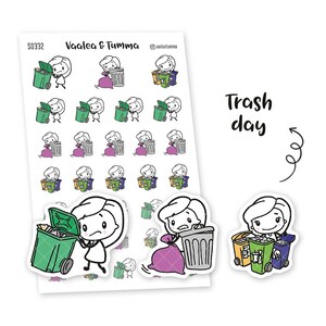 Adesivos do planejador Piiku - Dia do Lixo, S0332, Adesivo de Lembrete de Lixo, Lembrete de Tarefas