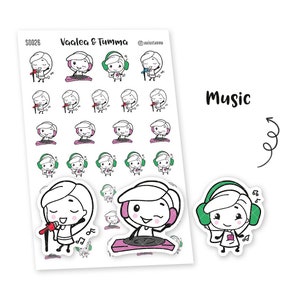 Adesivos de planejador Piiku - Música, S0026, adesivos de música, adesivos kawaii, adesivo de dj