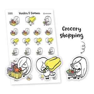 Ensi - Grocery Shopping, S0089, Planner stickers, Shopping stickers, Cute stickers, Shopping cart stickers, Food stickers, Groceries