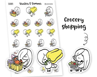 Adesivos Kawaii para Planejador de Compras no Supermercado