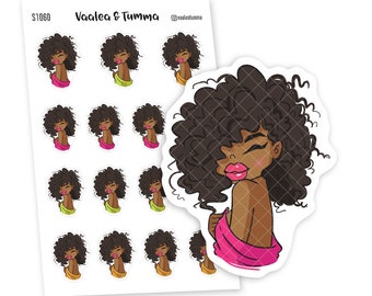 Adesivos para planner com tema de garota kawaii, adesivos foscos desenhados à mão