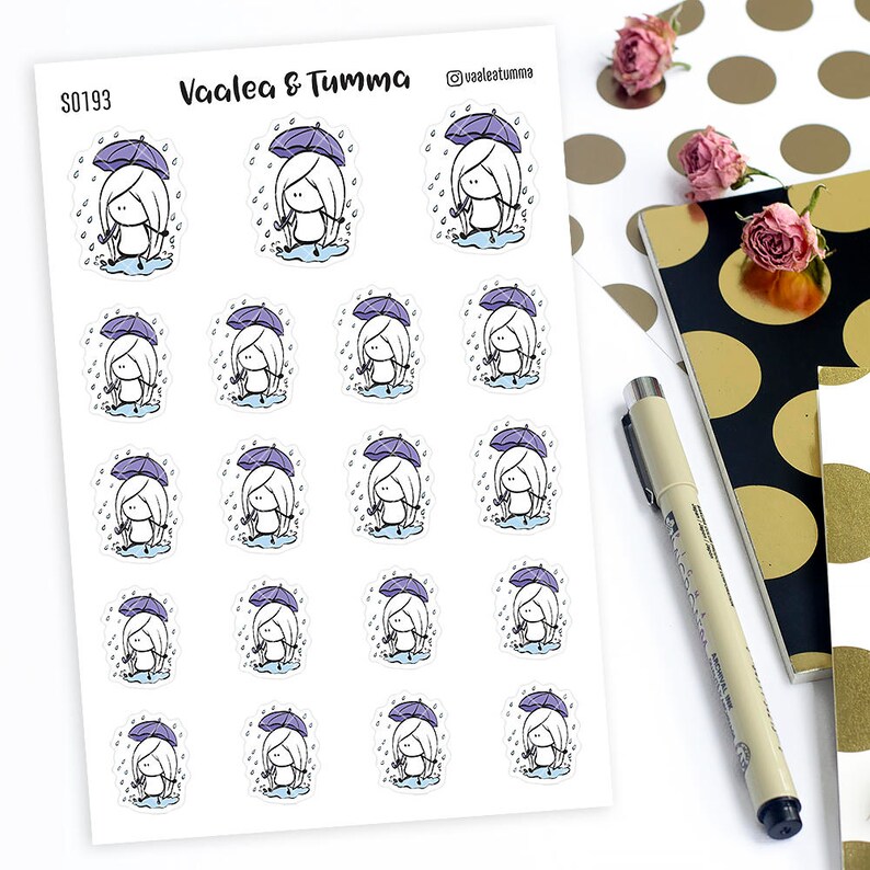 Rainy Day Planner Stickers, Ensi S0193, Fall Sticker, Autumn Stickers, Planner Girl, Umbrella Stickers, Deco Stickers image 2