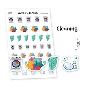 Tumma doodle stickers - Cleaning, S0062, planner stickers, washing machine stickers