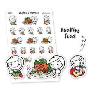 Autocollants Piiku pour agenda - Alimentation saine, S0028, autocollants nourriture, autocollants kawaii