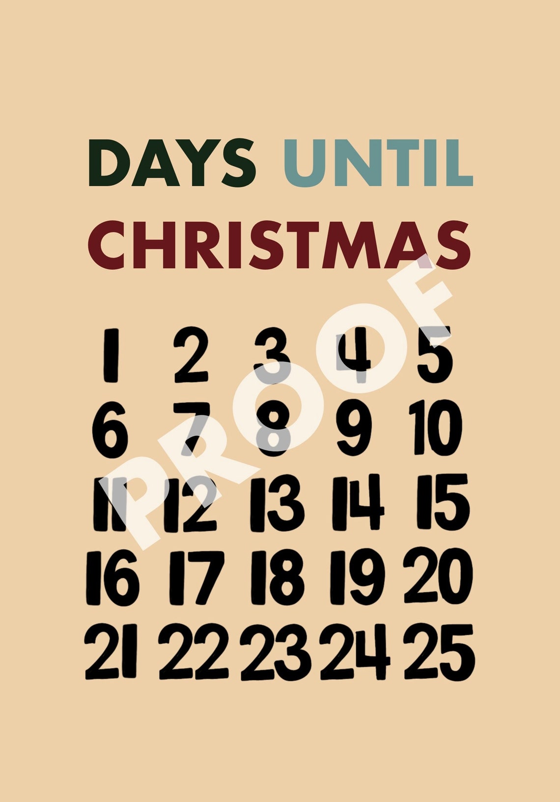 Printable Countdown to Christmas Etsy
