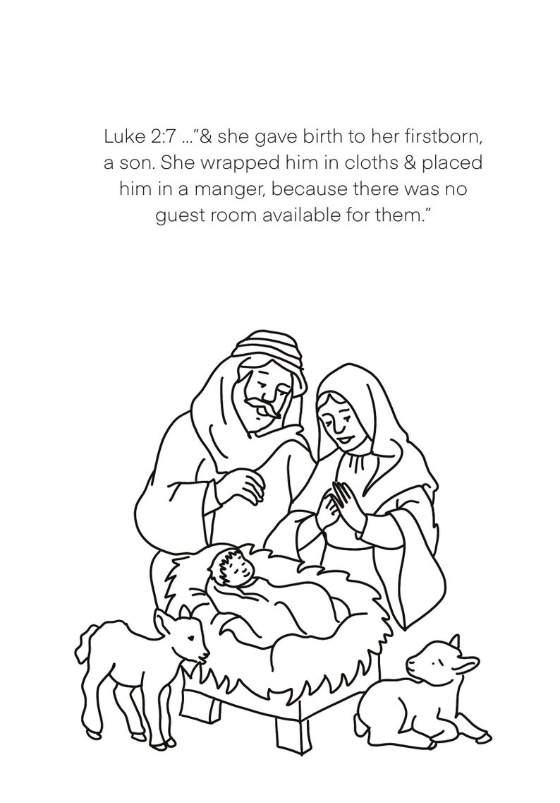 Jesus Birth Coloring Page Etsy