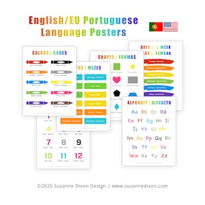Instant Download • Portuguese and English PRINTABLE Digital Posters for Language Learning Teaching Pre-K to 12