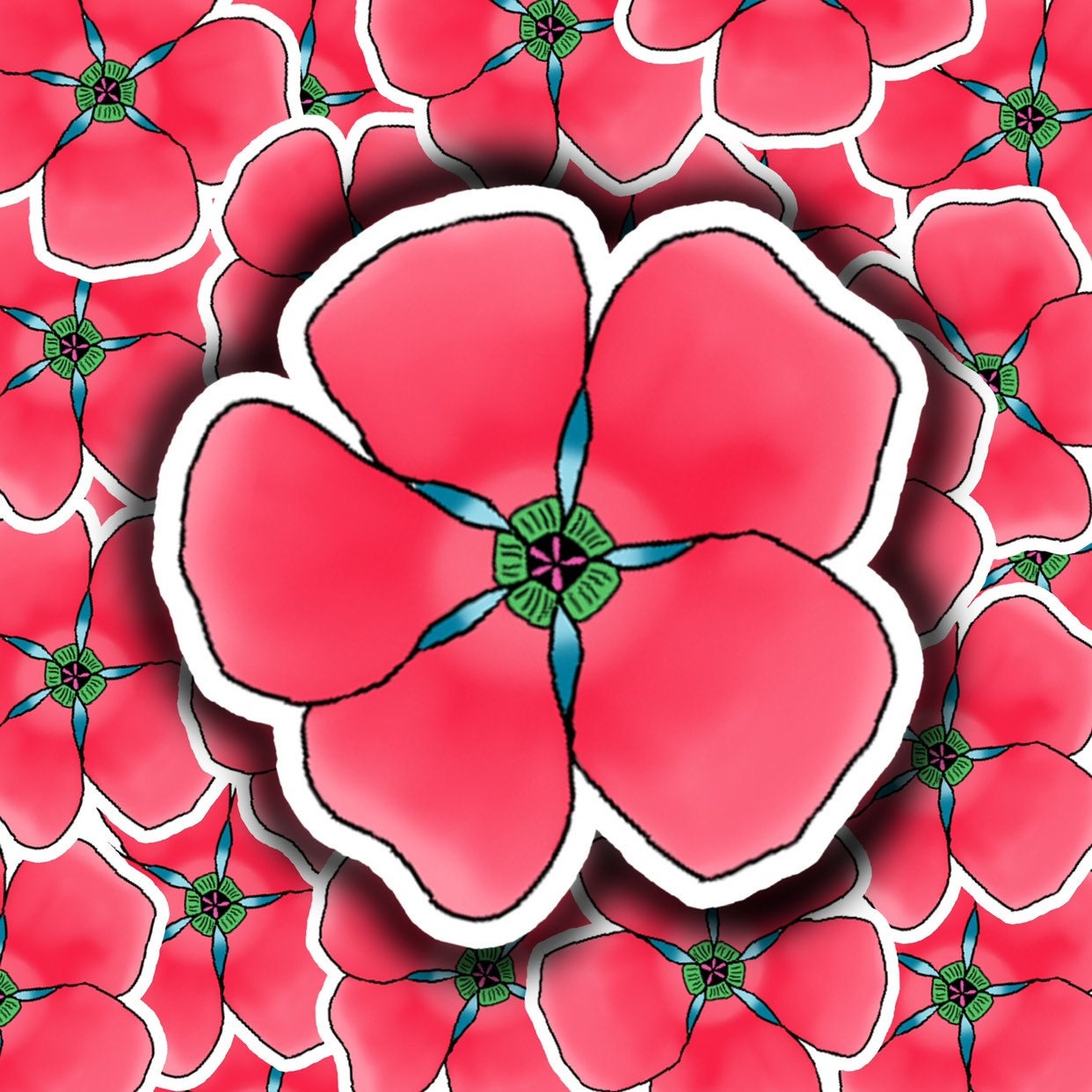 Water Bottle Car Bright and Bold Hibiscus Only Ask If It/'s a Yes or No Floral Hand Drawn Sticker Laptop