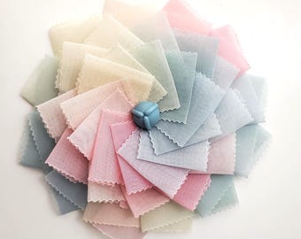 Pink & Aqua Blue and Cream Gradient Ribbon Flower, rayon ombre pastel
