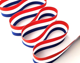 Red White Blue Grosgrain Ribbon, USA 250th Anniversary, Polyester (1 3/8" wide)