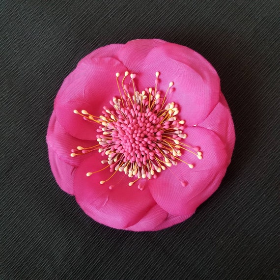 5 FUCHSIA SILK Anemone FLOWER with handmade complex Etsy