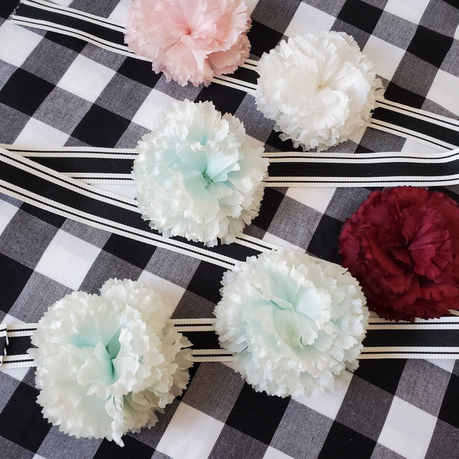 Mint Green CARNATION Corsage Brooch Lapel Pin Millinery Flower, Silk