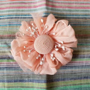 Ballet Pink Silk Rosette Brooch: Handmade Flower Pin, Hair Clip