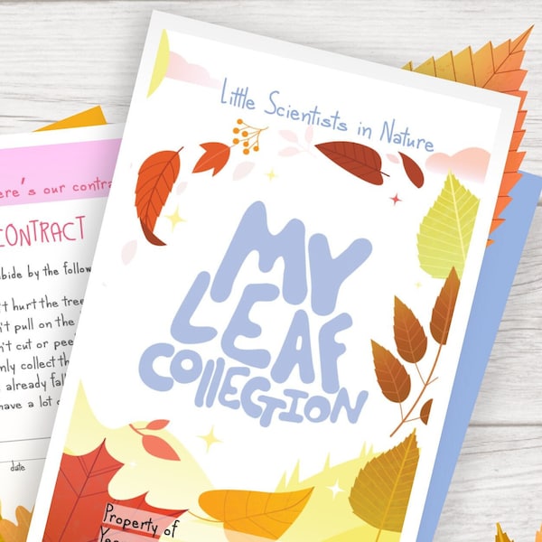 Leaf Collection Autumn Activity, Fall Printable Worksheet, Homeschool Nature Activities, DIY Leaves Pressing, Tree Scavenger Hunt