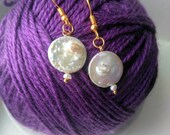 12mm Genuine coin pearl freshwater pearl drop earrings cultured pearls trend accessory gold bridal wedding bridesmaid baroque pearl jewelry