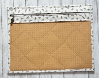 Bee Cross Stitch Project Bag: Vinyl Front, Needlework Organizer