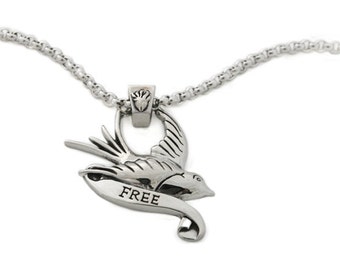 Swallow, Tattoo Inspired, Pendant, Sterling Silver