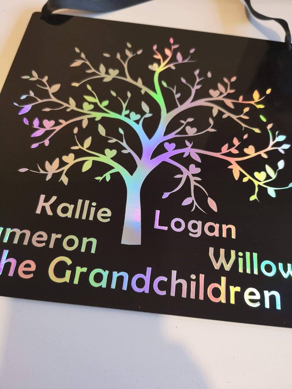 Placa de pared de árbol familiar hecho a mano personalizado día de las Madres Regalo Recuerdo Placa de pared de árbol familiar hecho a mano personalizado día de las Madres Regalo Recuerdo