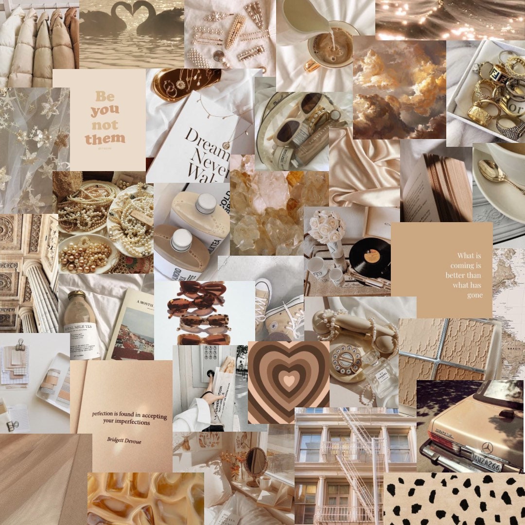 60pc beige aesthetic 4x4 photo collage kit | Etsy