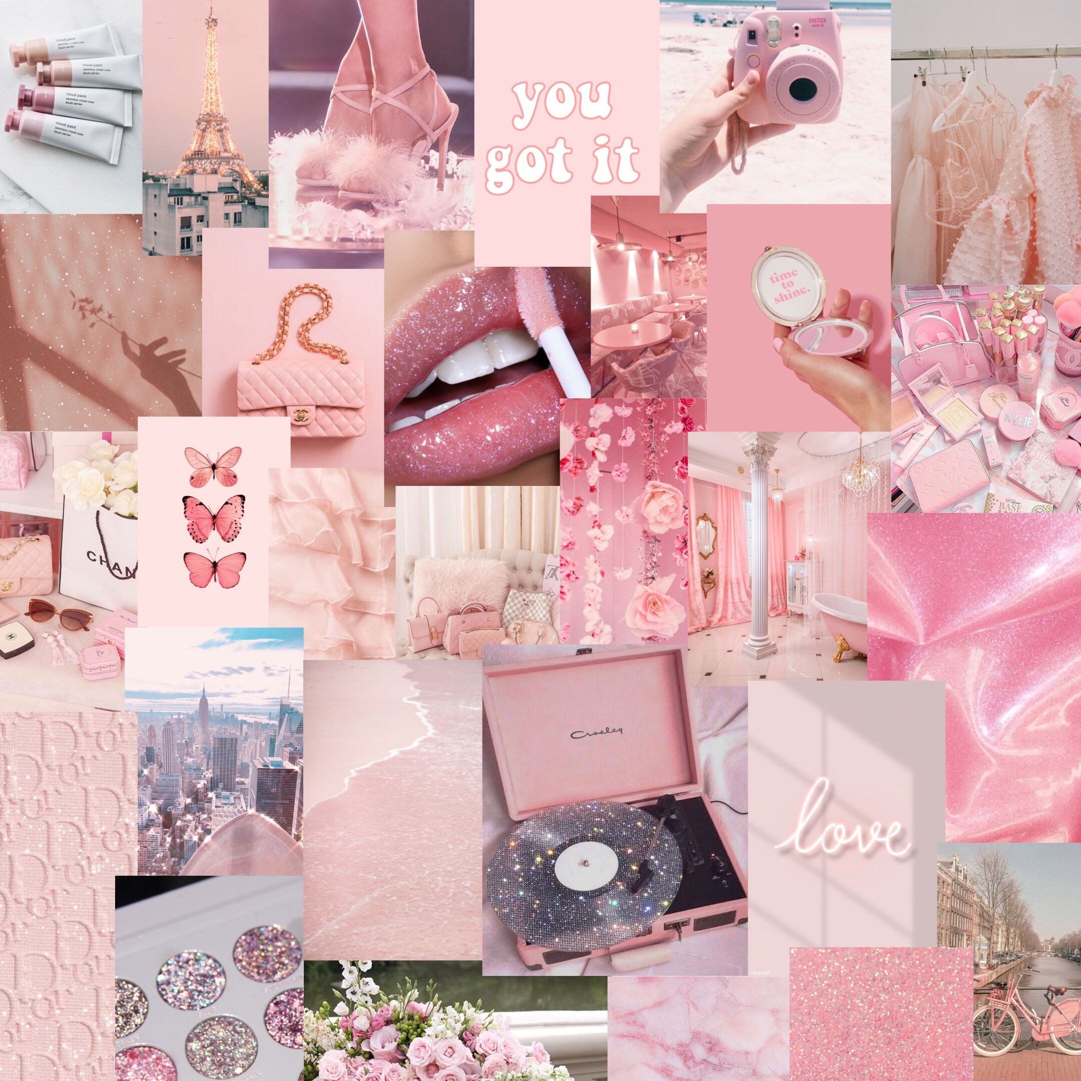 50 100pc Pastel Pink Photo Collage Kit Etsy
