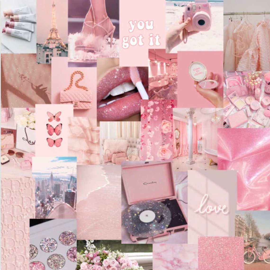 50-100pc Pastel Pink Photo Collage Kit - Etsy