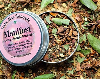 Manifest Herbal Incense Blend: Star Anise, Cinnamon, Peppermint