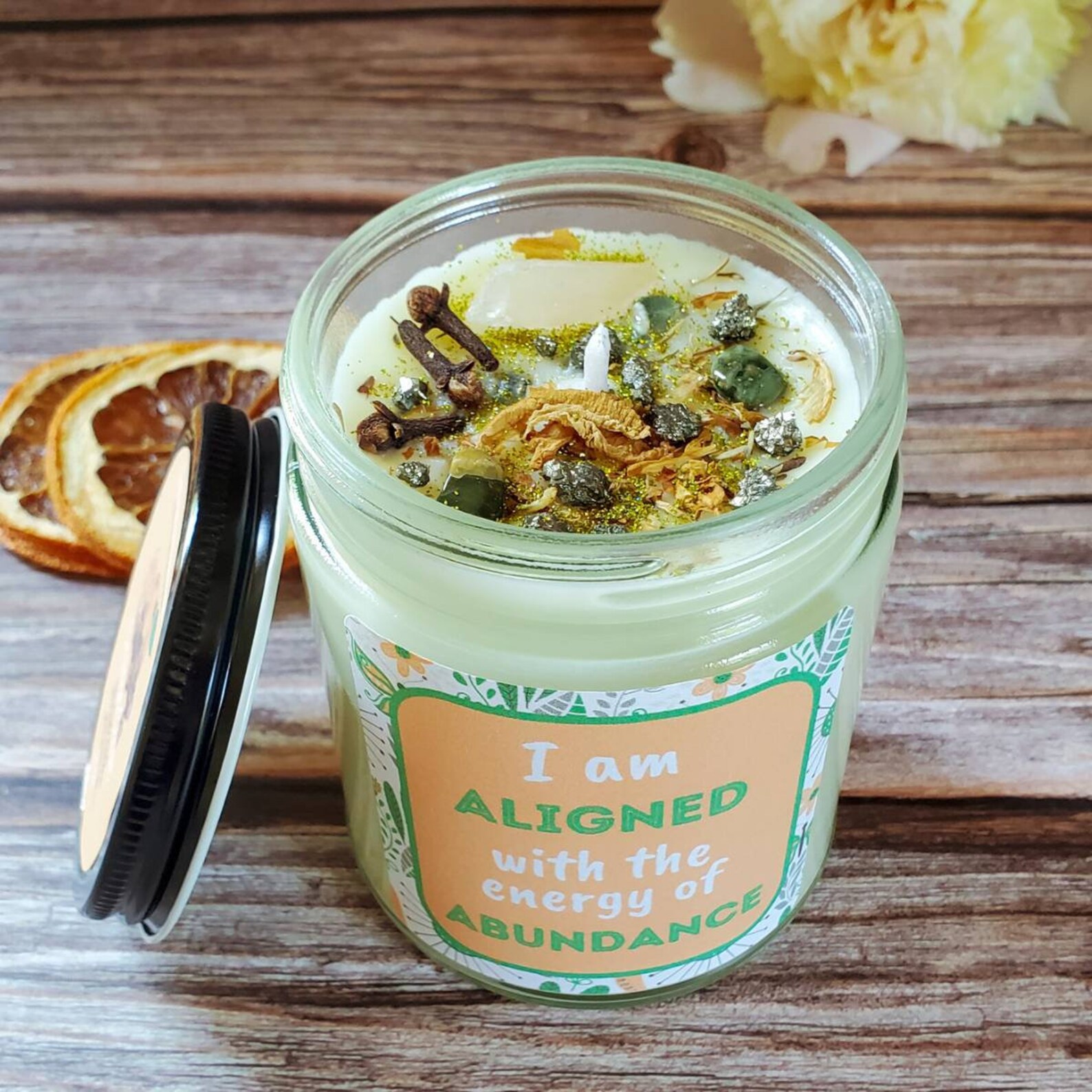 Abundance Candle Intention Candles Crystal and Herb Etsy