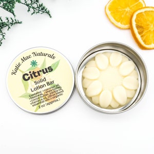 Solid Lotion Bar Citrus Scented Eco Friendly Natural Skin Care Zero Waste Lotion image 2