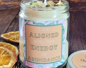 Abundance Candle | Manifesting Candle | Intention Candles | Crystal and Herb Candles | Money Candle | Witchy Candles