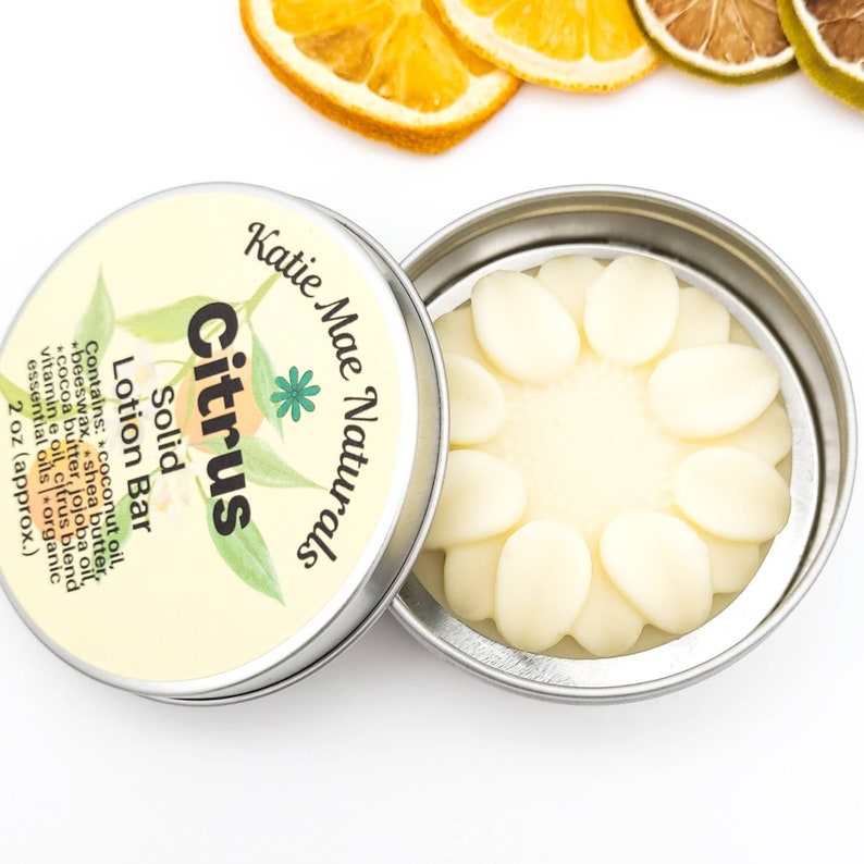 Solid Lotion Bar Citrus Scented Eco Friendly Natural Skin Care Zero Waste Lotion image 4