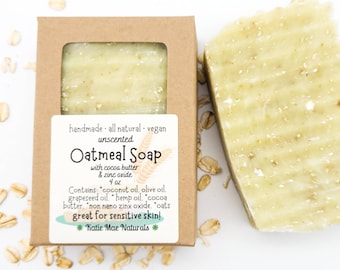 Oatmeal Soap for Sensitive Skin | Unscented Soap | Zero Waste Bar Soap | Eco Friendly Soap