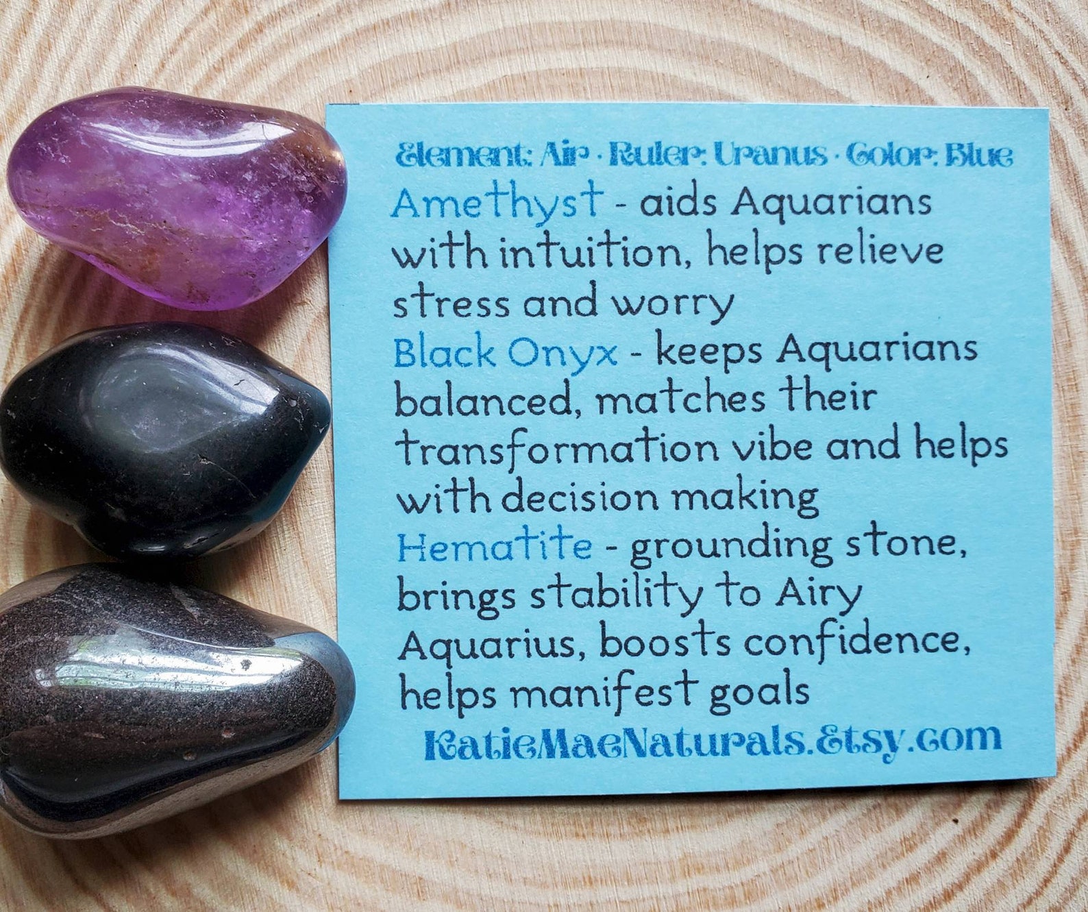 Aquarius Gemstone Set Aquarius Crystal Set Zodiac Gift for Etsy