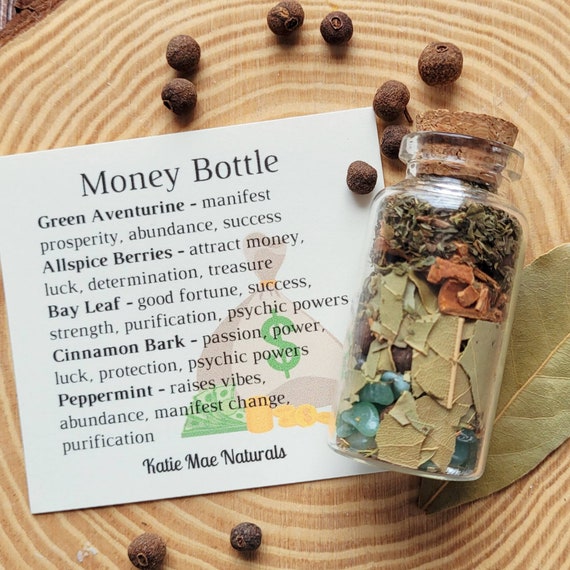 Abundance Spell Bottle Prosperity Mini Herb Bottle Witch 