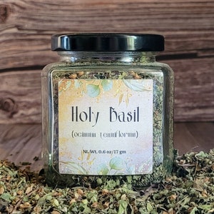 Organic Holy Basil Rama | Dried Organic Tulsi in Glass Jar | Single Herb Tea