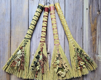 Floral Mini Altar Broom: Hawktail Whisk, Cottagecore Decor