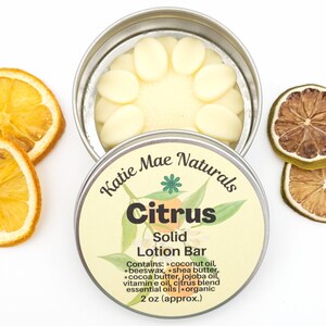 Solid Lotion Bar Citrus Scented Eco Friendly Natural Skin Care Zero Waste Lotion image 3