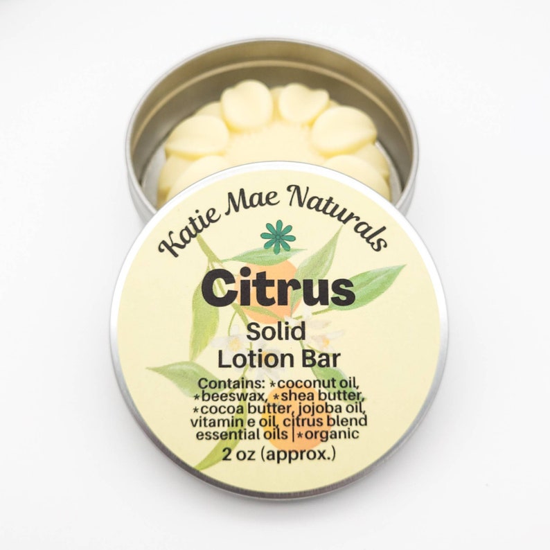 Solid Lotion Bar Citrus Scented Eco Friendly Natural Skin Care Zero Waste Lotion image 8