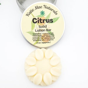 Solid Lotion Bar Citrus Scented Eco Friendly Natural Skin Care Zero Waste Lotion image 9