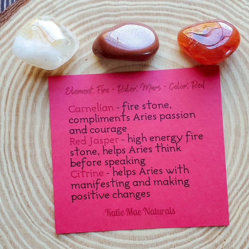 Aries Gemstone Set Aries Crystal Set Zodiac Gift for Aries Aries Birthstones Ethical Gemstones image 5