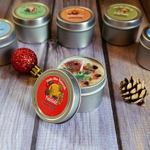 Holiday Sample Candle, Mini Christmas Candle Stocking Stuffer, 2 oz Travel Candle