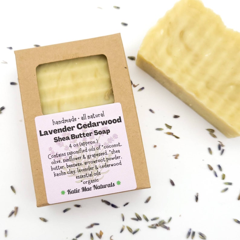 Lavender Cedarwood Shave Soap Shea Butter Soap For Shaving Eco Friendly Zero Waste Soap image 6