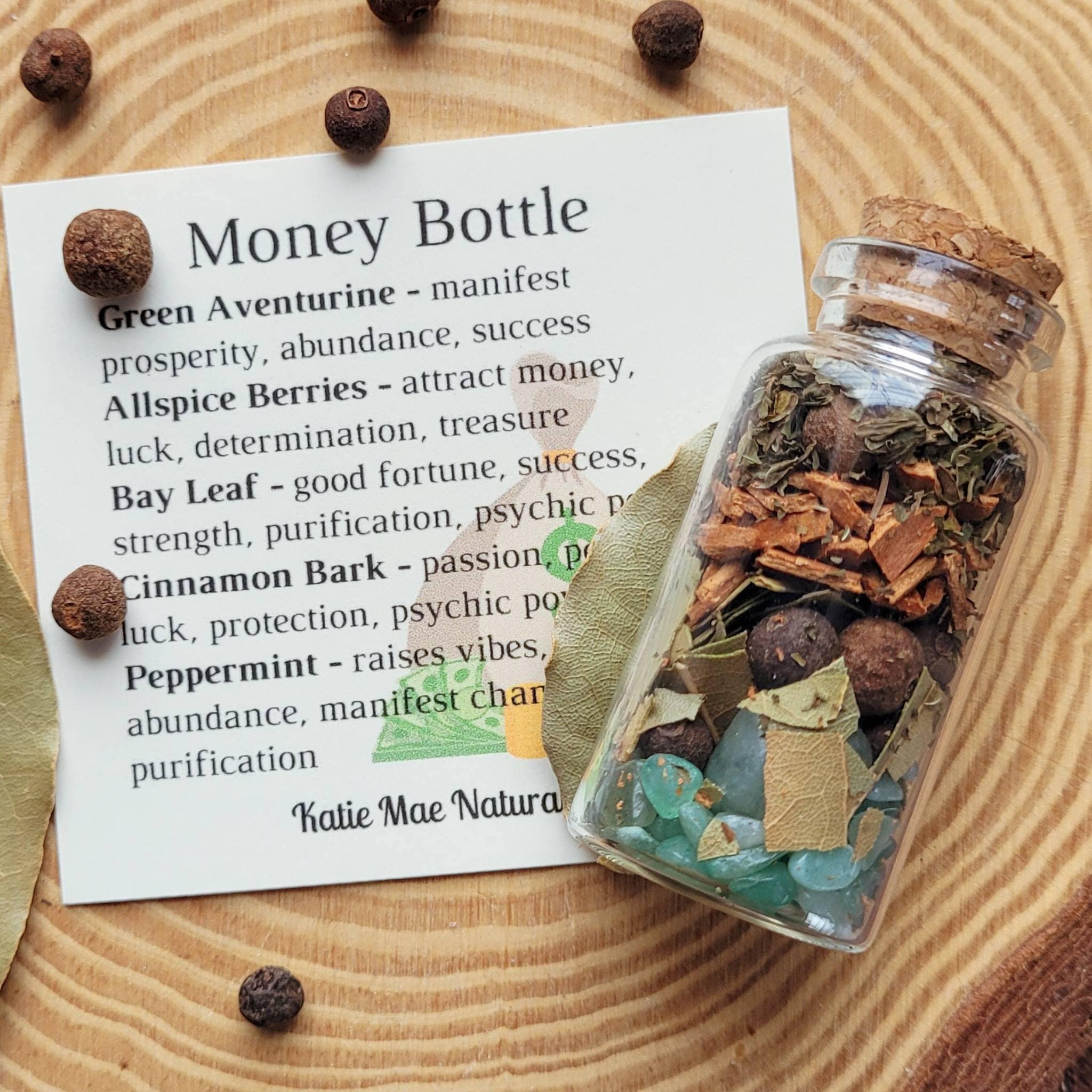 Money Spell Bottle Money Jar Prosperity Spell Jar Witch Etsy